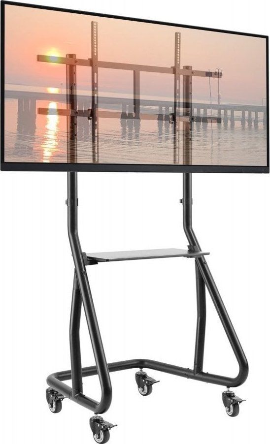 Karrocë TV për televizor LCD LED, 60" 105", me raft, e zezë