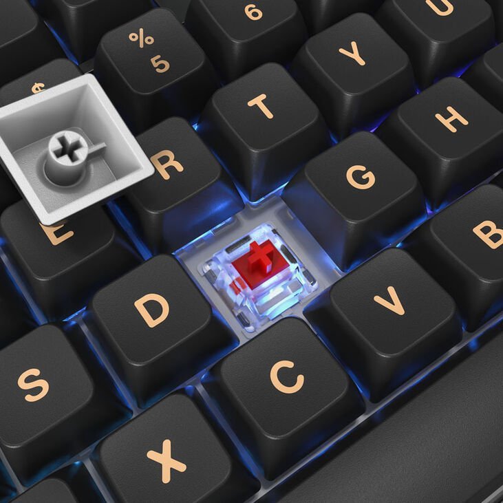 Tastierë mekanike Montech MKey TKL RGB Darkness, Gateron Red, gaming, e zezë