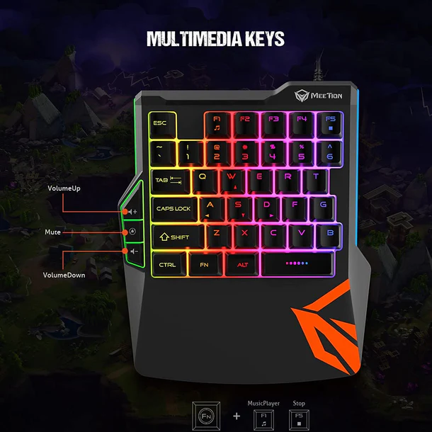 Tastierë One-Hand Meetion KB015, RGB ,GAMING