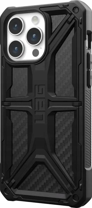 Kësja mbrojtëse UAG Monarch për iPhone 15 Pro Max, 6.7", Carbon Fiber, e zezë