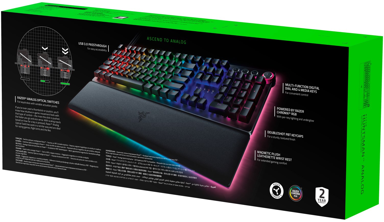 Tastierë për lojëra Razer Huntsman V2, 108 taste, Analog, RGB, e zezë