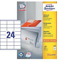 Etiketa universale Avery Zweckform 3422, 70x35mm, 100 fletë, të bardha