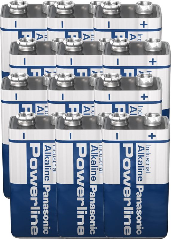 Bateri alkaline Panasonic Powerline 9V, paketim 12 copë