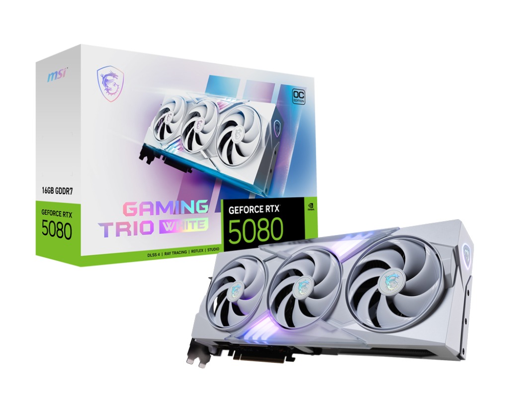 Kartelë grafike MSI GeForce RTX 5080 16G Gaming Trio OC White, 16GB GDDR7