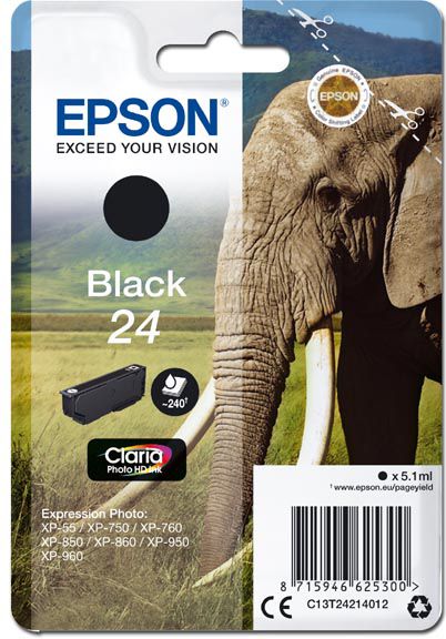 Kartrix bojë Epson 24 T2421, 5.1ml, Claria Photo HD, e zezë