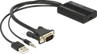 Përshtatës Delock D-Sub (VGA) - HDMI + USB-A + Jack 3.5mm, i zi