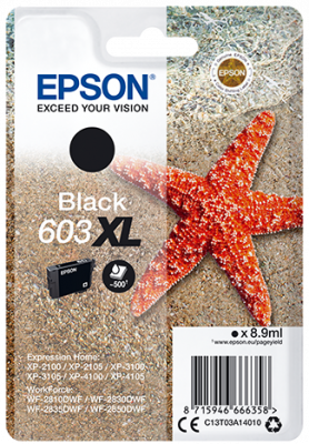 Ngjyrë për printer EPSON Black 603XL, 500 faqe, e zezë