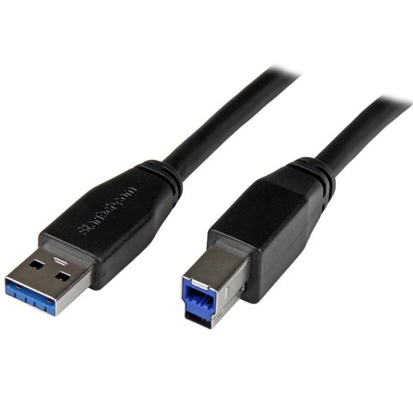 Kabllo USB 3.0 StarTech, 5m, USB-A në USB-B, e zezë
