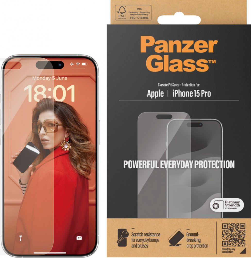 Xham mbrojtës PanzerGlass për iPhone 15 Pro