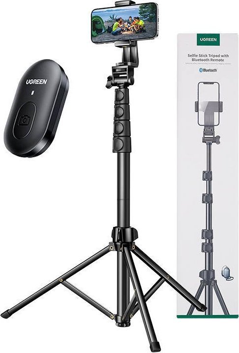 Selfie stick tripod UGREEN LP680, 1.7 m, telekomandë Bluetooth, i zi