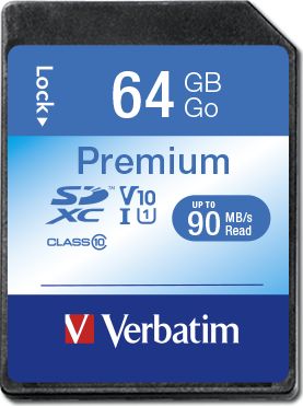 Kartë memorie SDXC Verbatim Premium 44024, 64GB, Class 10 UHS I U1