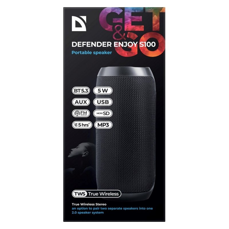 Altoparlant Bluetooth Defender S100, 10 orë, FM Radio, i zi