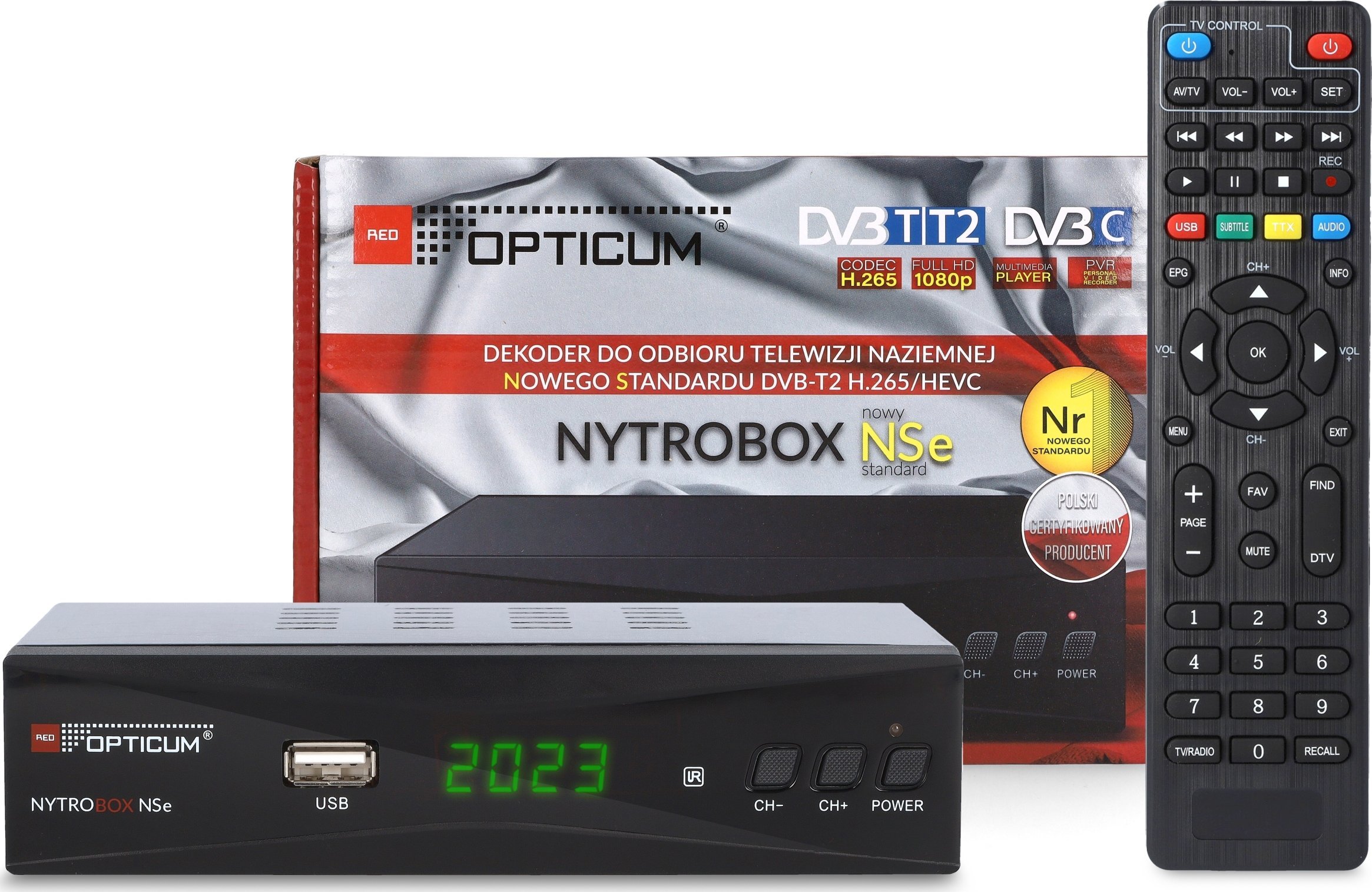 Tuner dekoder Opticum Nytrobox NSe, DVB-T2 HEVC H.265, Full HD 1080p, i zi