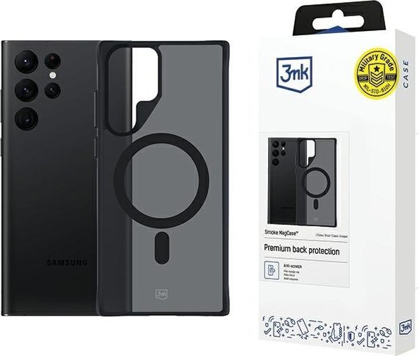Mbulesë telefoni 3MK MagCase për Samsung Galaxy S22 Ultra 5G, MagSafe, gjysmë transparente smoke