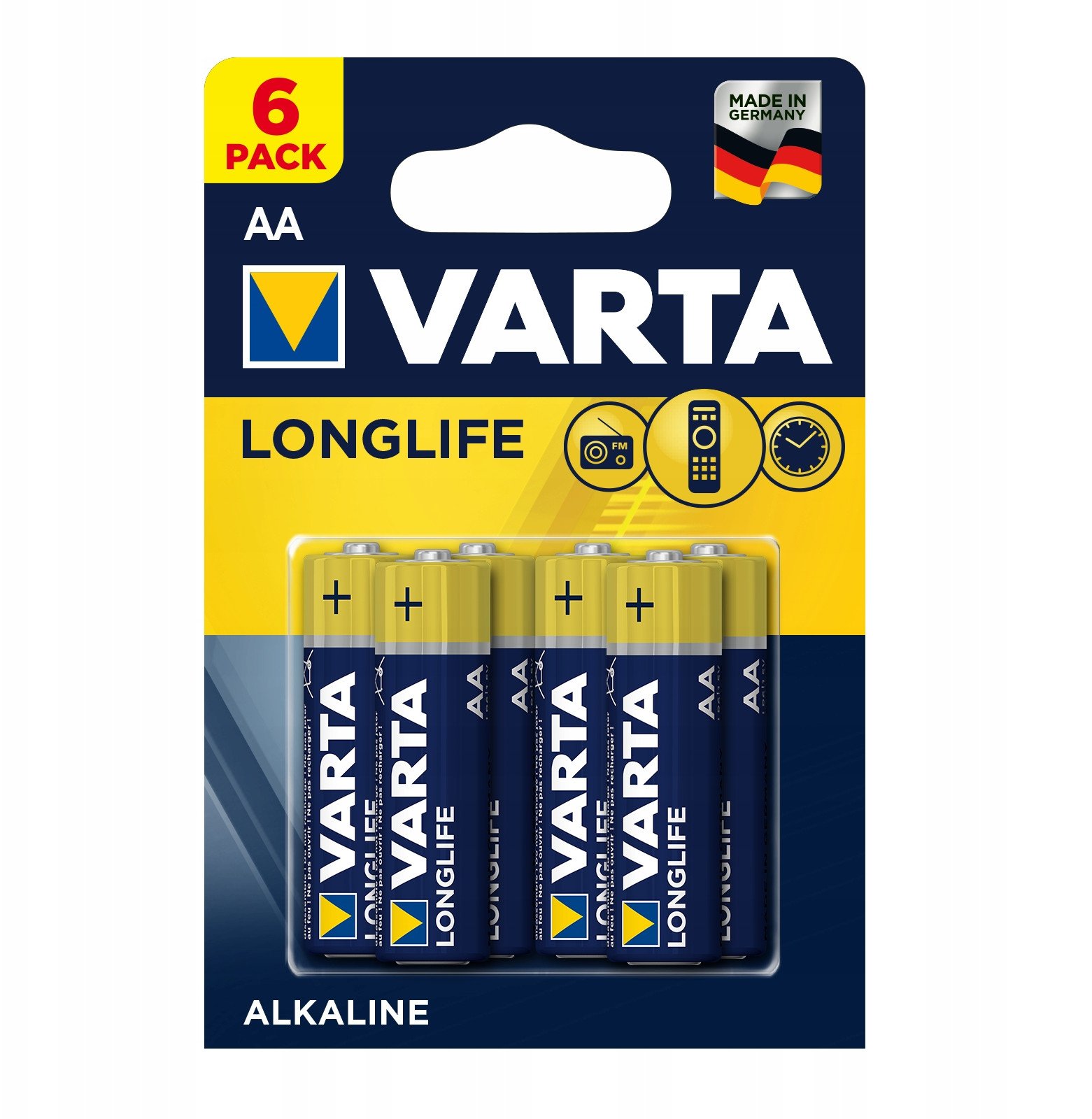 Алкални батерии Варта Лонглајф АА, 2800mAh, пакување 6 парчиња