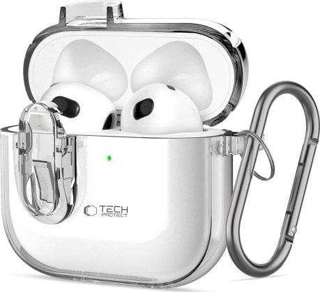 Mbulesë Tech-Protect Slim Hook për Apple AirPods 4, polikarbonat, transparente