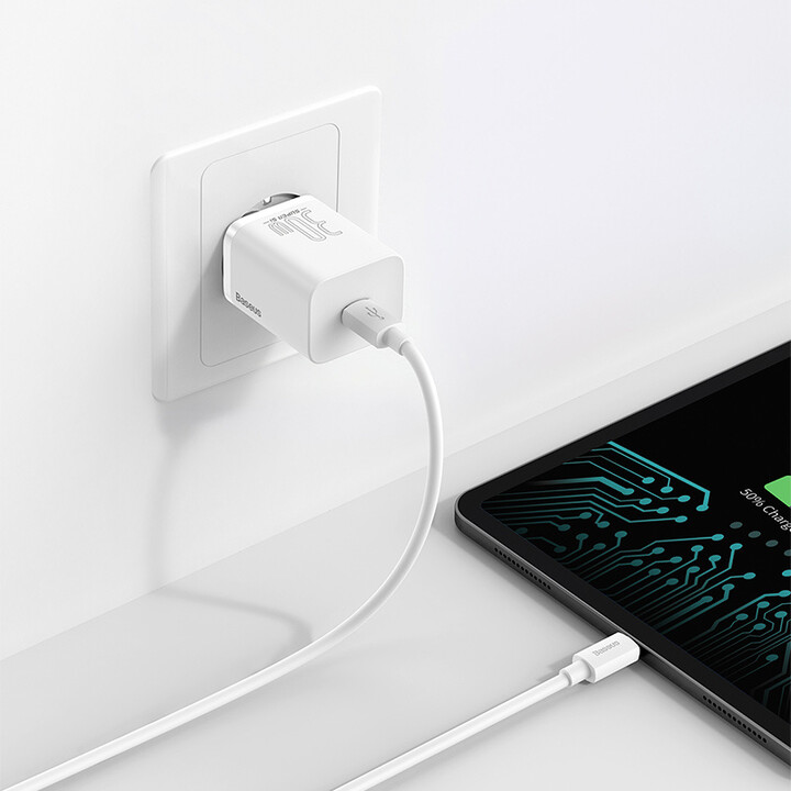 Karikues Baseus Super Si, 30W, i bardhë