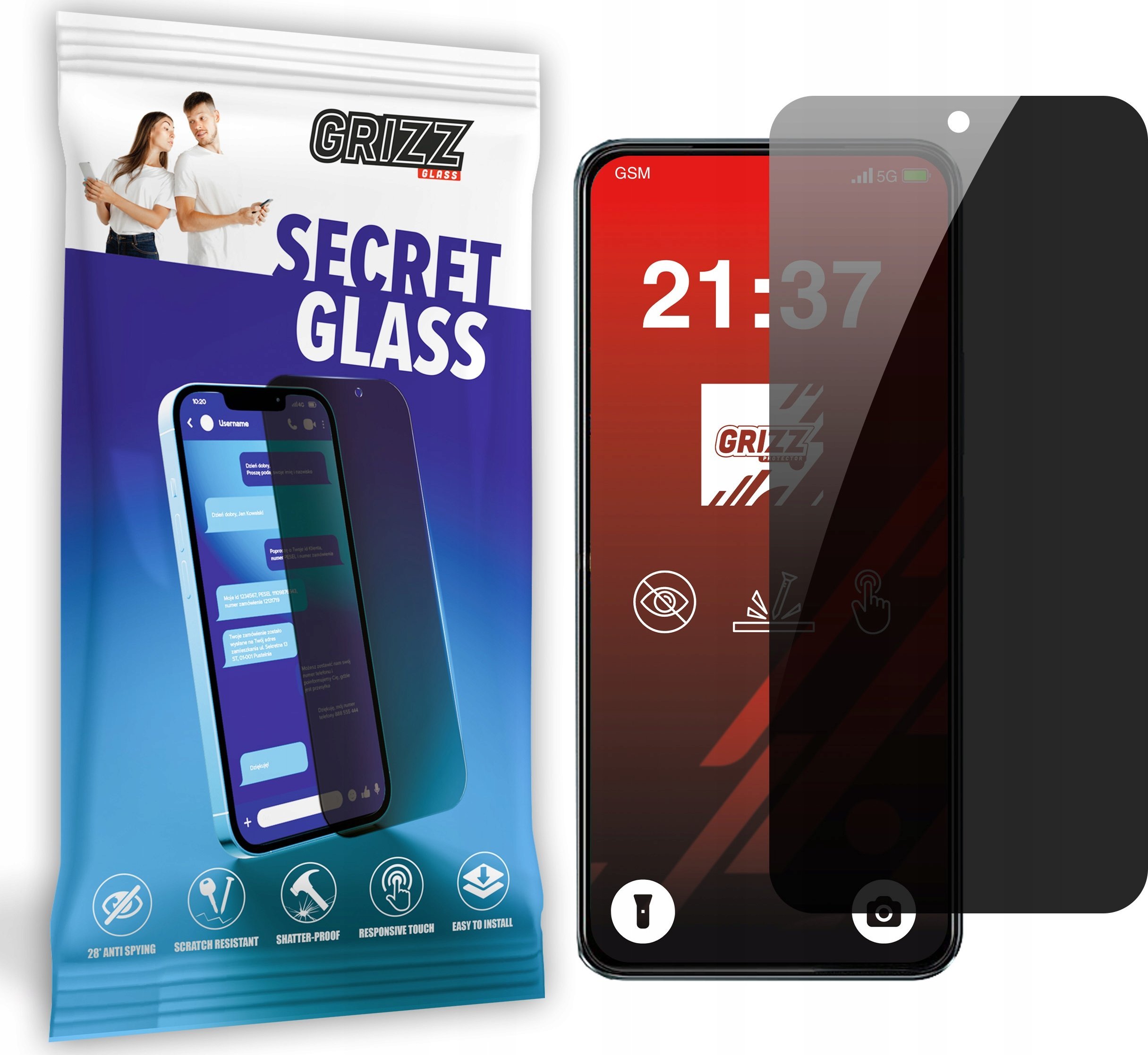 Xham mbrojtës Grizz SecretGlass për Vivo Y18i, privatësi, i tejdukshëm