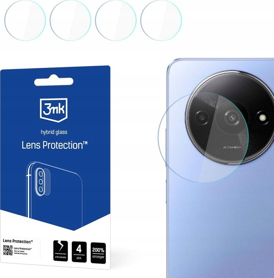 Mbrojtëse lente 3MK Lens Protect për Redmi A3, set 4 copë, transparente