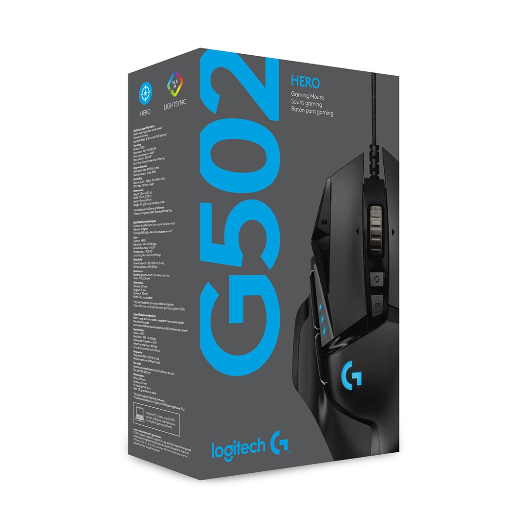 Maus gaming Logitech G502 Hero, 11 butona, RGB, i zi