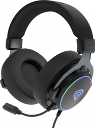 Kufje gaming Genesis, me kabllo USB, ndriçim shumëngjyrësh, të zeza