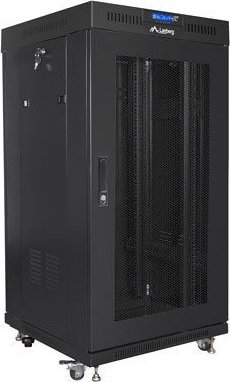 Kabinet rack 19" Lanberg FF01, 22U, 600x600 mm, derë rrjetë, i zi