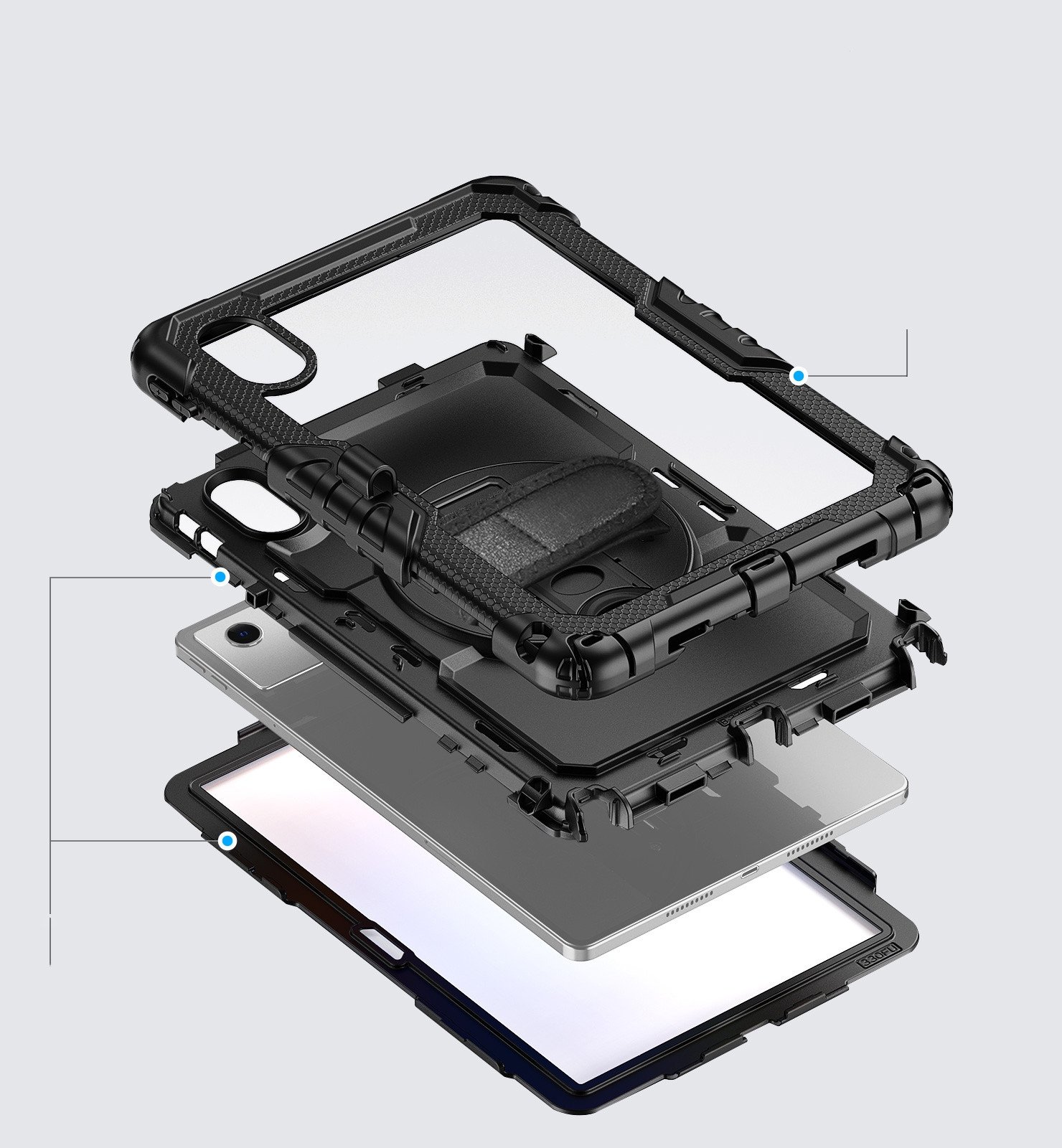 Футрола со заштитно стакло Tech-Protect Solid за Lenovo Idea Tab 11.0, со држач, црна