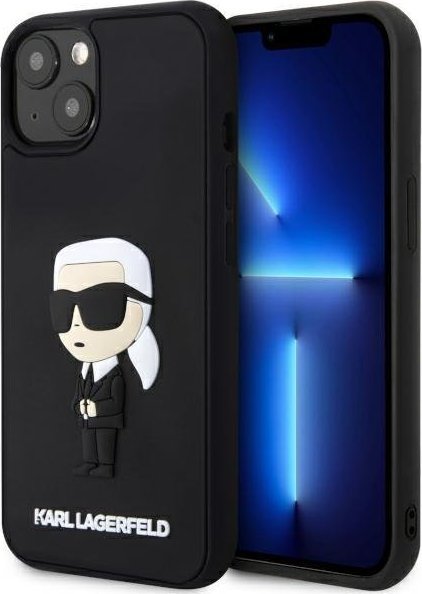 Mbulesë telefoni Karl Lagerfeld KLHCP14M3DRKINK për iPhone 14 Plus, koleksioni Rubber Ikonik 3D, e zezë
