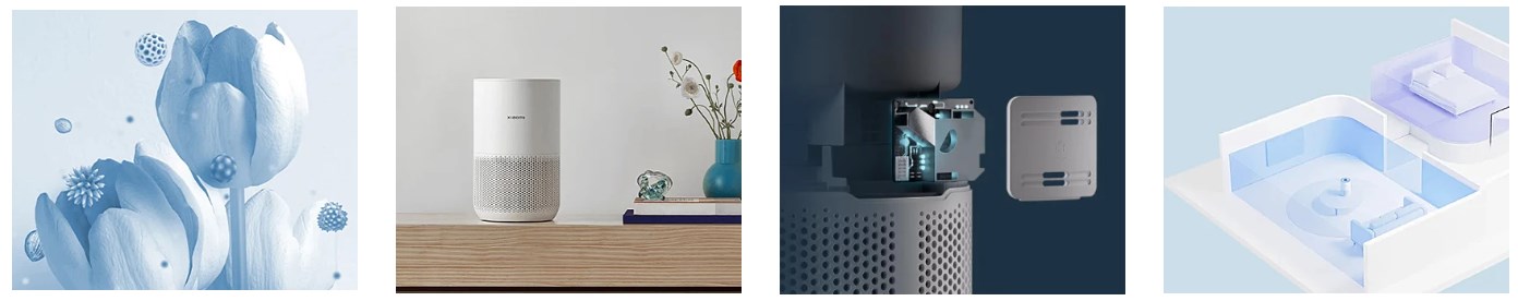 Pastrues ajri Xiaomi Smart Air Purifier 4 Compact, smart, për dhoma të vogla, i bardhë
