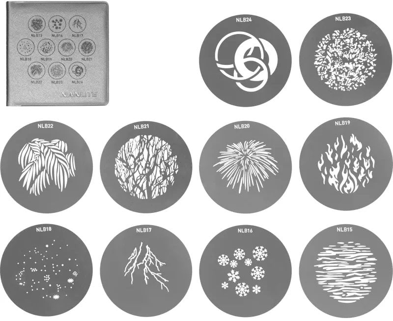 Set gobo Nanlite AS-GB-FMM-SET2, 10 disqe metalike, për Forza 60 60B