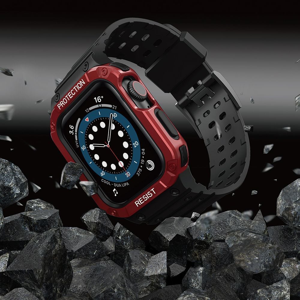 Rrip ore Hurtel Protect Strap me kasë për Apple Watch 45 44 42mm, i zi