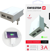 Swissten Slim Патнички Полнач, 2xUSB, 3A