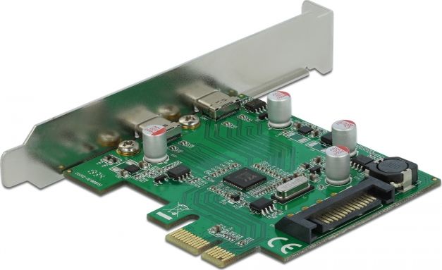 Kartë kontrolluese Delock 90493 PCIe 2.0 x1, 2x USB C 3.2 Gen 1, 5 Gbps, e zezë