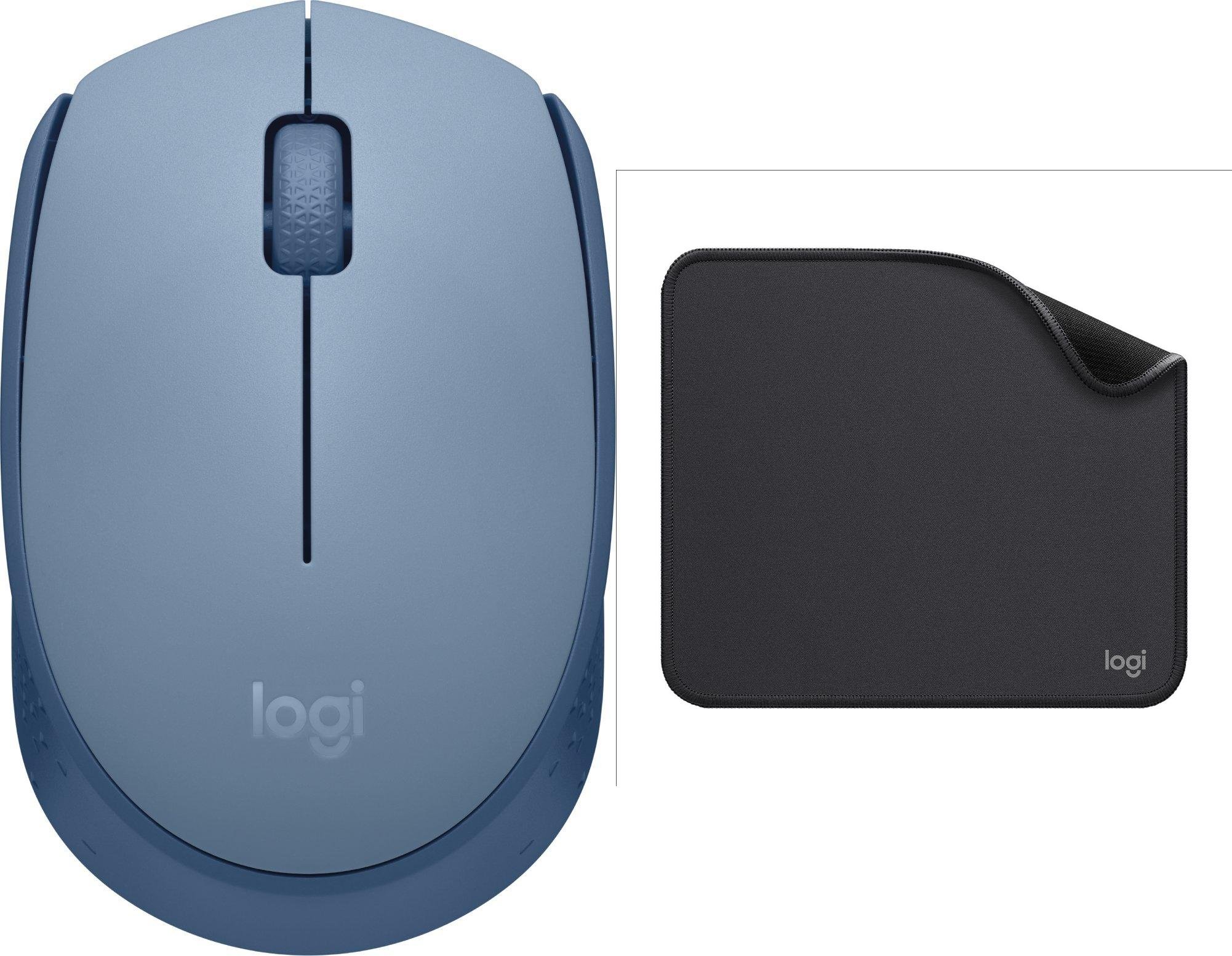Set maus dhe mouse pad Logitech M171, wireless, Studio Series, blu dhe grafit