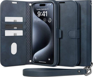 Kapotë portofol Spigen Wallet S Pro, për iPhone 15 Pro Max, lëkurë artificiale, blu navy
