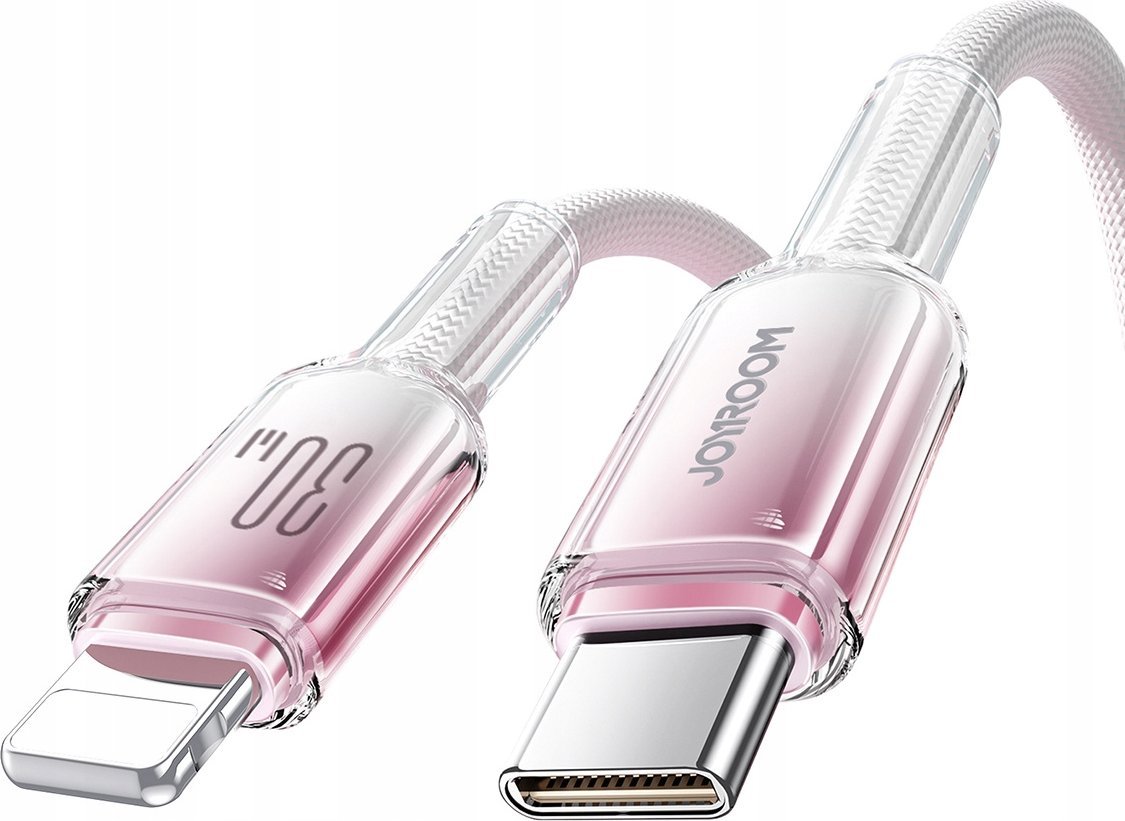 Kabllo karikimi Joyroom S-A42 Crystal-Clear, USB-C në Lightning, 30W, 1.2m, e bardhë