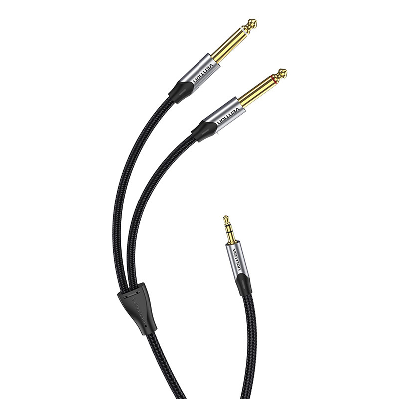 Kabllo audio Vention BARHK, 3.5mm në 2x 6.35mm, 8m, e zezë