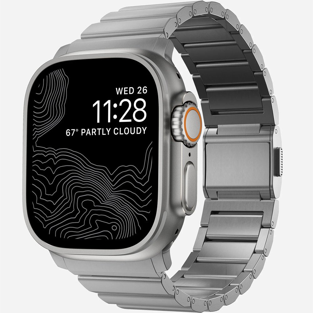 Rrip ore Nomad Titanium Band për Apple Watch 45 49mm, titan, ngjyrë argjendi