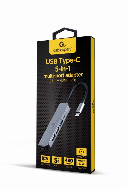 Përshtatës Gembird Multiport A-CM-COMBO5-03 USB Type-C 5-in-1