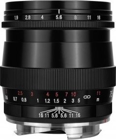Objektiv fotografik Voigtlander Ultron 75mm f/1.9, për Leica M, SC, i zi