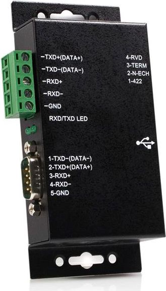 Adapter serial industrial StarTech 1 Port USB në RS422 RS485, metalik, i zi