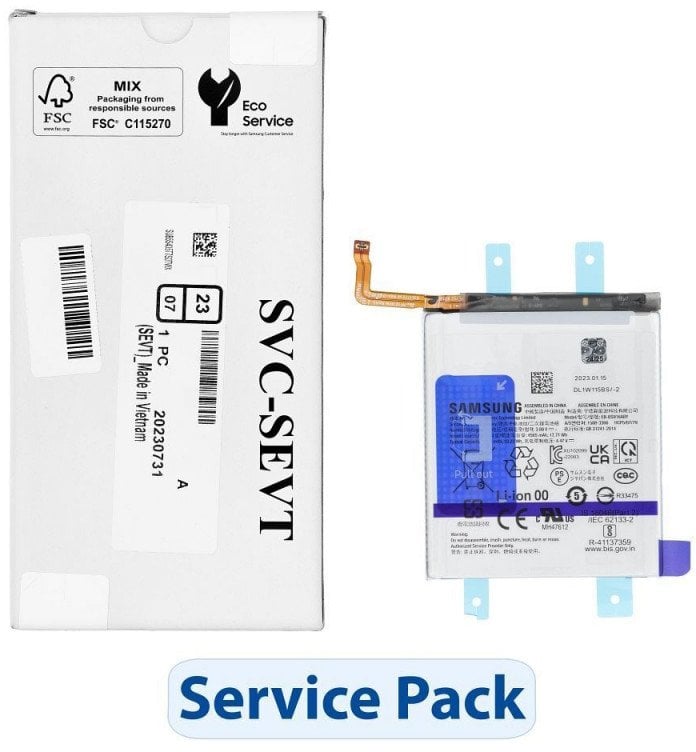 Bateri Samsung EB-BS916ABY ServicePack, për Galaxy S23 Plus S916B, e zezë