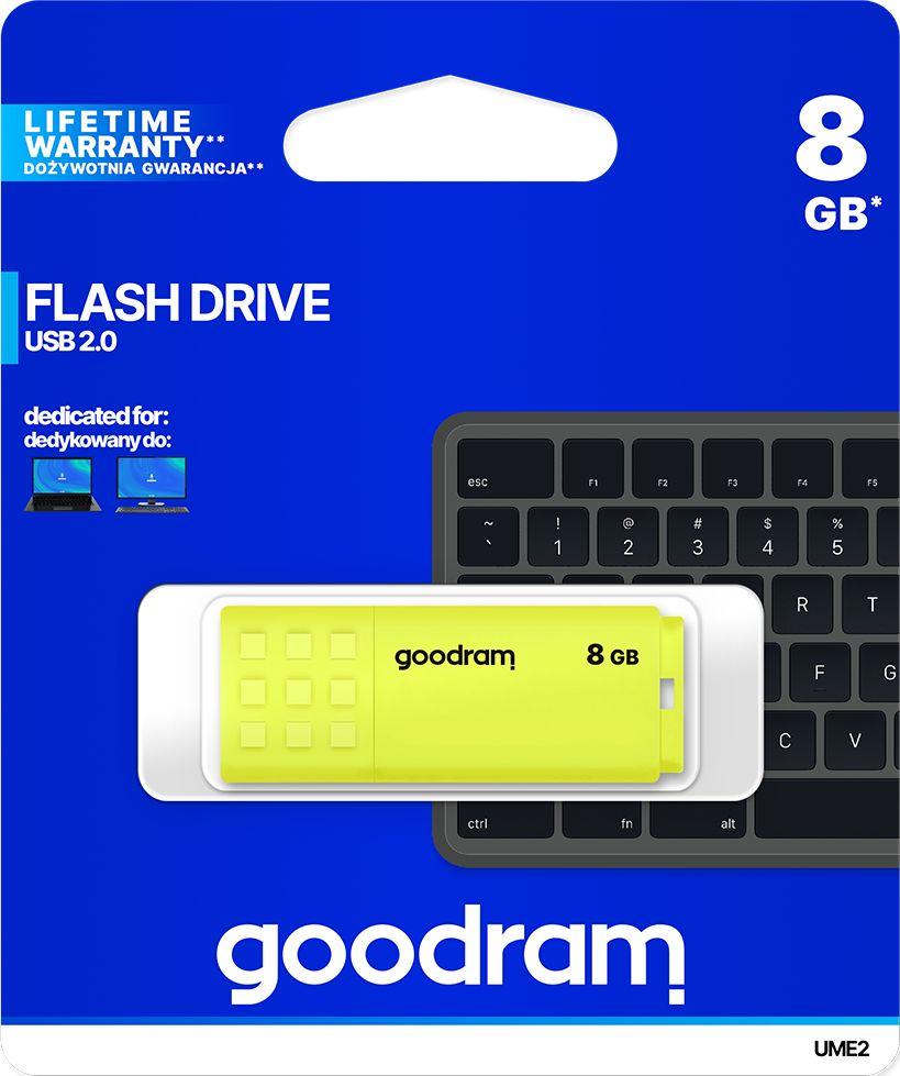 USB GoodRam UME2, 8GB, USB 2.0, i verdhë