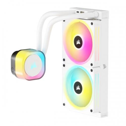 Ftohës ujor CPU CORSAIR iCUE LINK H100i RGB, 240mm, me ventilatorë QX120 RGB, i bardhë