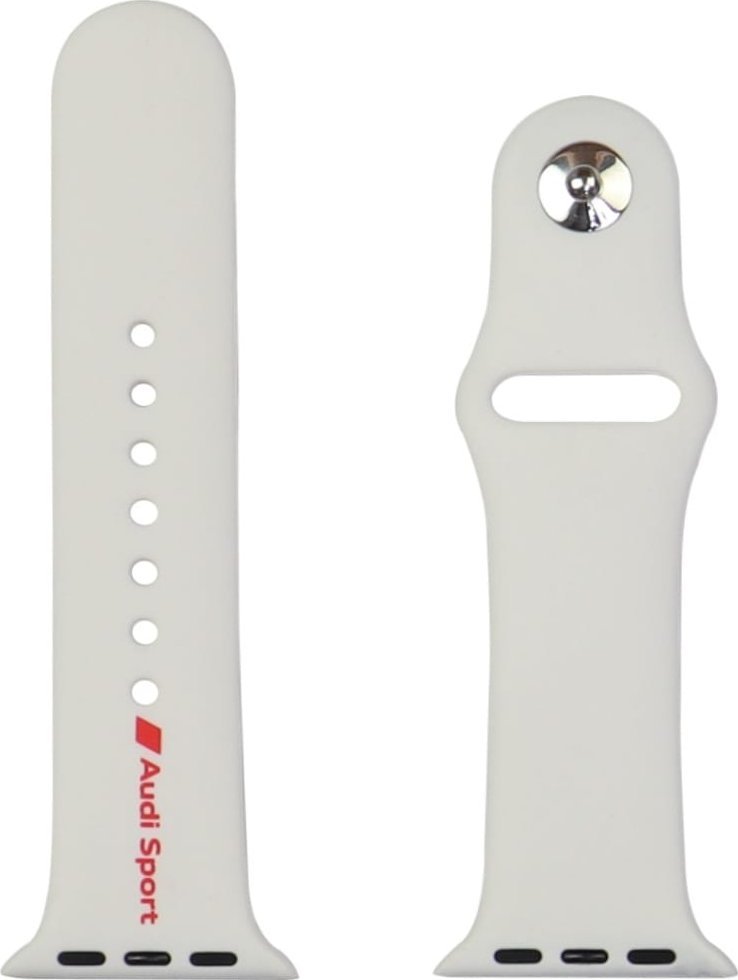 Rrip ore Audi Sport Silicone, për Apple Watch 40 41 42mm, logo e kuqe, i bardhë