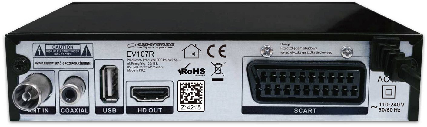 Dekoder DVB T2 tokësor Full HD, HDMI, SCART, i zi