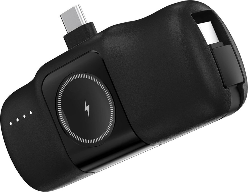 Powerbank Wozinsky WF16-YCS, 5000mAh, 15W USB-C со интегриран кабел, црн