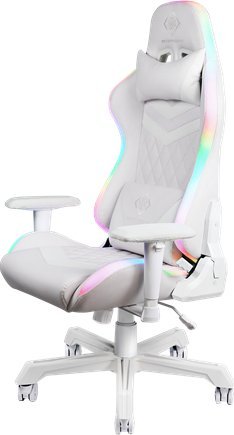 Karrige gaming Deltaco White Line, ergonomike, RGB LED, e bardhë