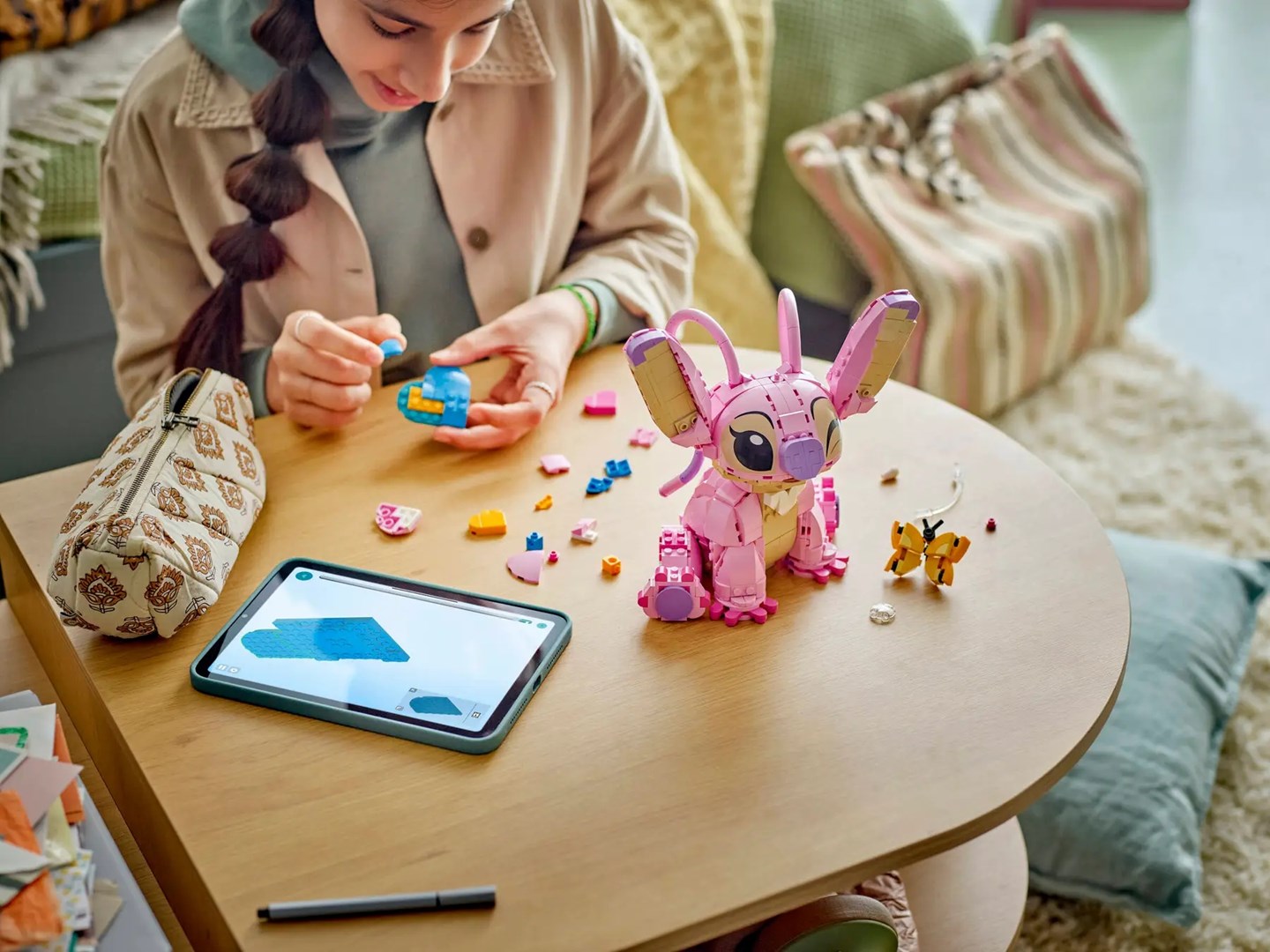 Lodër ndërtuese LEGO Disney Angel, figurë koleksionare, për fëmijë, rozë