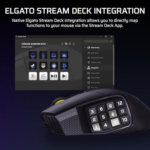 Mouse gaming CORSAIR Scimitar Elite Wireless SE, pa kabllo, 16 butona programueshëm, gri metalike e zezë